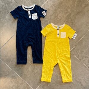 Old Navy Infant Rompers in Navy Blue and Bright Yellow